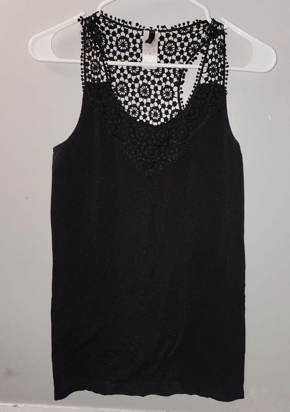 New Mix Lace Tank Top One Size Black Crochet Racerback